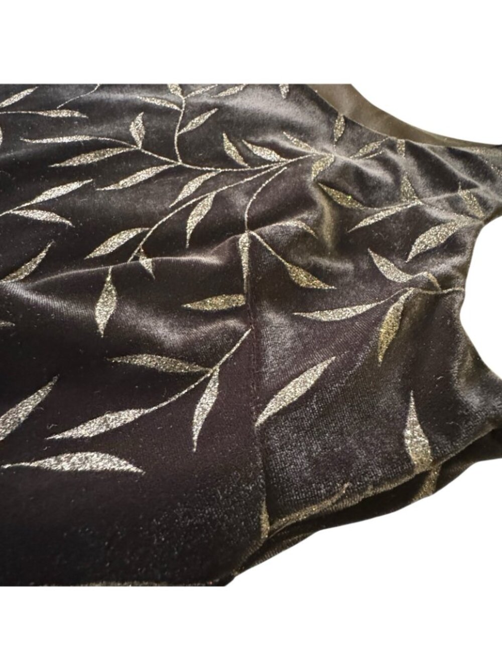 Evening Dress Women's Size 12 Petite Black Velvet Silver Leaves Sheath + Jacket - Picture 9 of 13